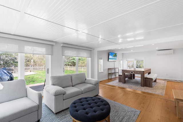 13 Old Fields Rd, Sandwich, MA 02563 - living room featuring a wall mounted AC, light wood-type flooring, and recessed lighting