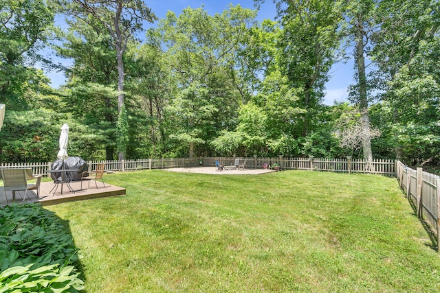 13 Old Fields Rd, Sandwich, MA 02563 - fenced backyard featuring a patio and a wooden deck