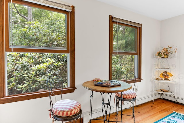 10 Bradford Ln, Eastham, MA 02642 - dining room featuring wood finished floors, healthy amount of natural light, and a baseboard radiator
