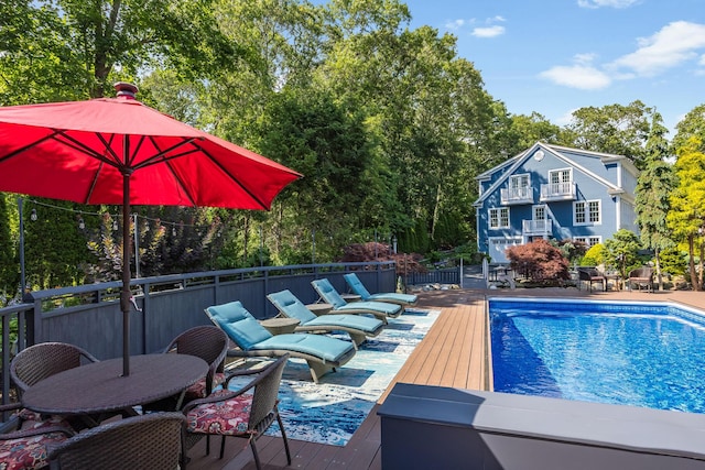 72 River Rd, Marstons Mills, MA 02648 - view of pool with a deck and view of wooded area