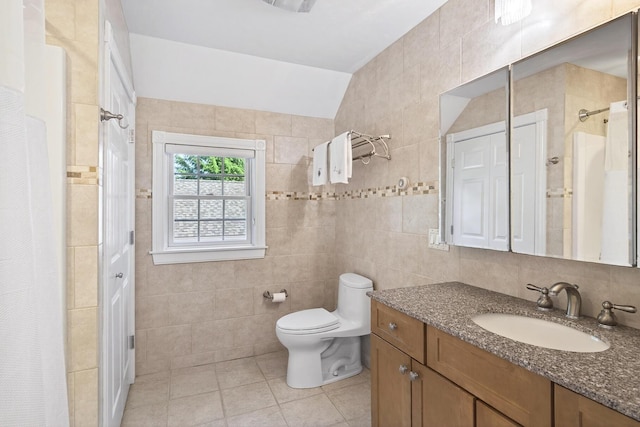 72 River Rd, Marstons Mills, MA 02648 - full bath featuring tile walls, tile patterned floors, vanity, and a shower with shower curtain