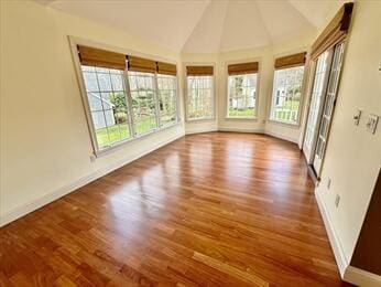 53 White Cliff Dr, Cedarville, MA 02360 - spare room featuring vaulted ceiling, baseboards, and wood finished floors