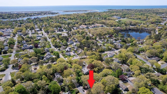 aerial view of a nearby body of water