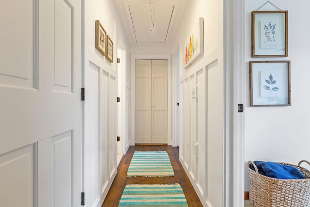 3 Bramblewood Ln, Orleans, MA 02653 - hallway featuring attic access and dark wood-type flooring