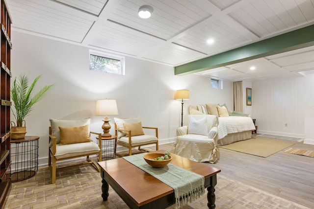 3 Bramblewood Ln, Orleans, MA 02653 - sitting room featuring baseboards, beam ceiling, and wood finished floors
