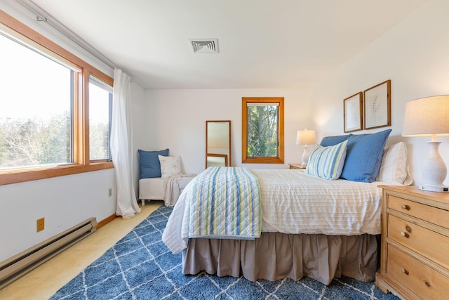3 Bramblewood Ln, Orleans, MA 02653 - carpeted bedroom featuring visible vents and a baseboard radiator
