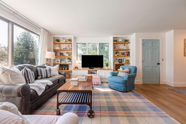 3 Bramblewood Ln, Orleans, MA 02653 - living area with baseboards, wood finished floors, and built in features