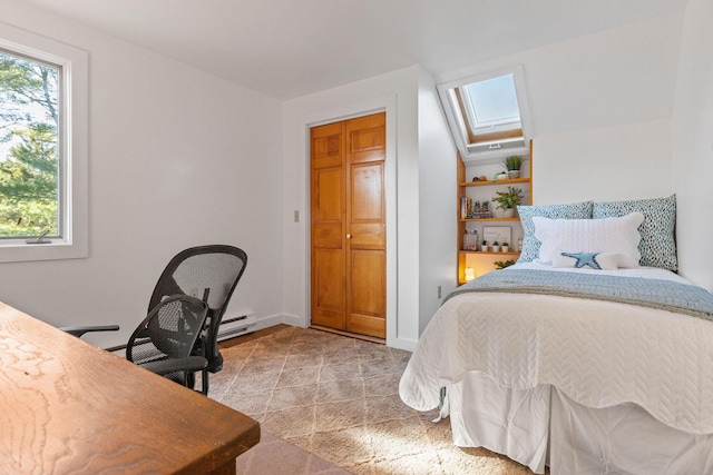 3 Bramblewood Ln, Orleans, MA 02653 - bedroom featuring a baseboard heating unit and a skylight