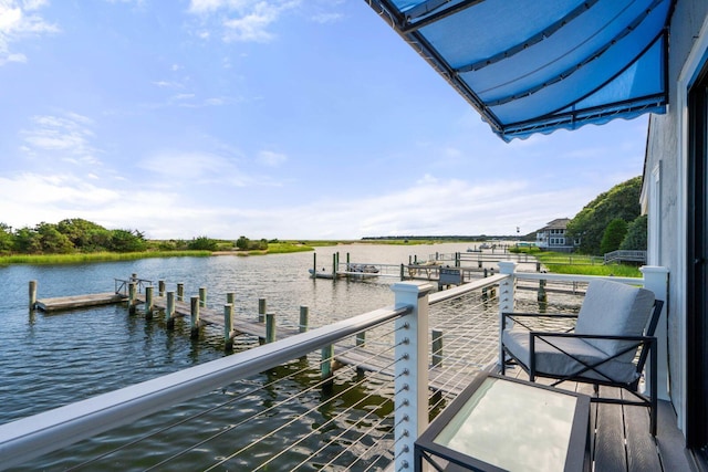 view of dock featuring a water view