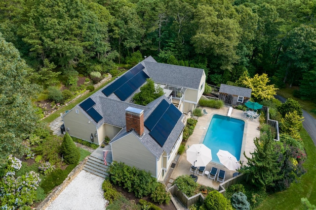 139 Prince Ave, Marstons Mills, MA 02648 - aerial view of property and surrounding area with a pool and a heavily wooded area