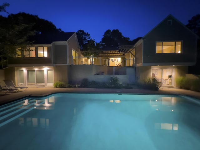139 Prince Ave, Marstons Mills, MA 02648 - pool at twilight with an outdoor pool and a patio area