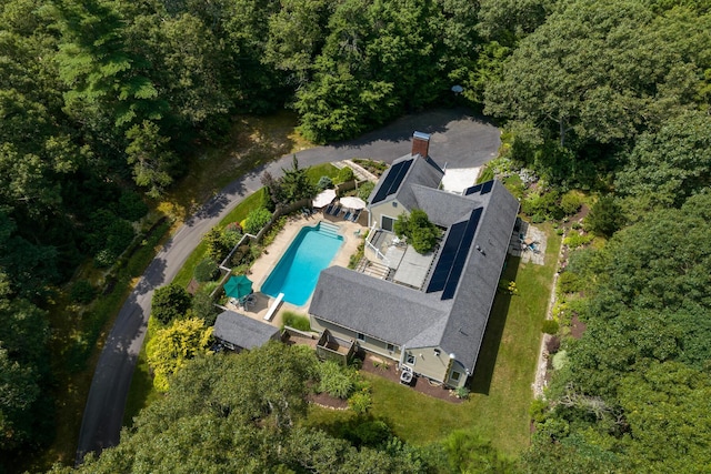 139 Prince Ave, Marstons Mills, MA 02648 - aerial view of property and surrounding area featuring a pool area and a heavily wooded area