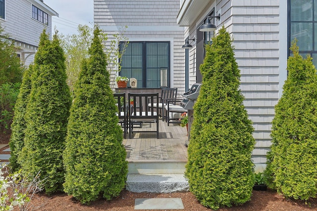 350 Bradford St Unit U7, Provincetown, MA 02657 - property entrance with a wooden deck