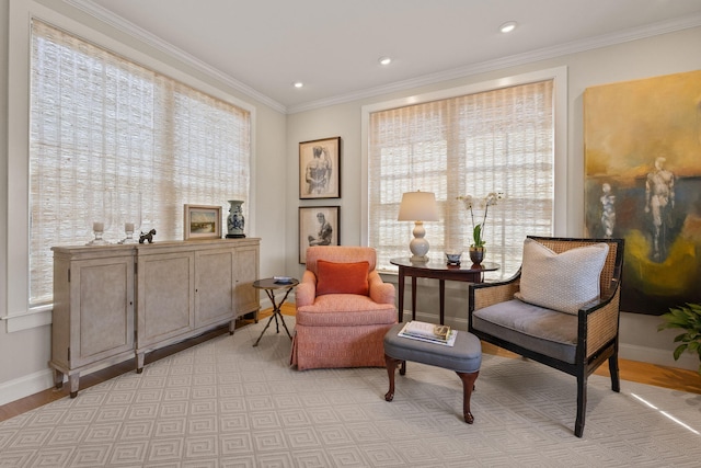 350 Bradford St Unit U7, Provincetown, MA 02657 - living area featuring plenty of natural light, baseboards, wood finished floors, crown molding, and recessed lighting