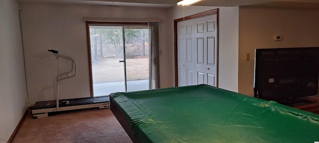 playroom featuring carpet flooring and pool table