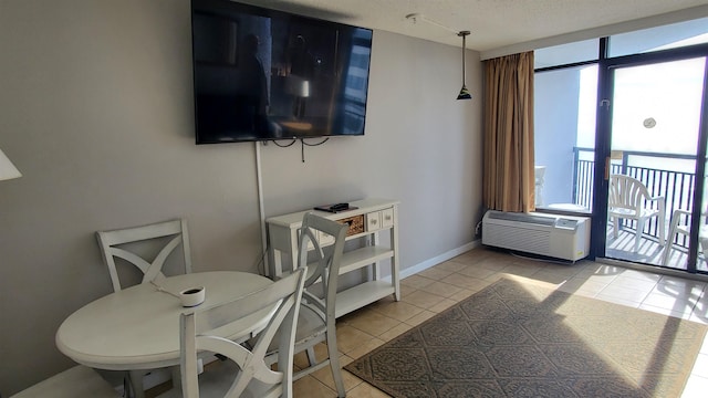 living room featuring light tile flooring