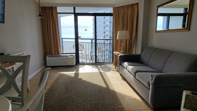 view of tiled living room