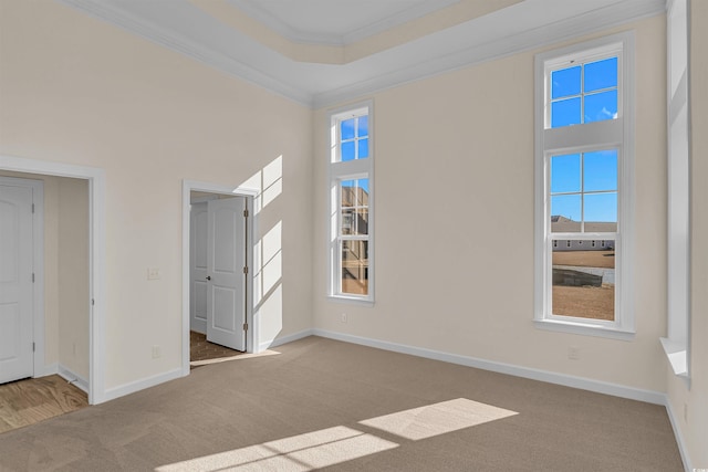 1228 Colusa Ct, Little River, SC 29566 - unfurnished room with carpet flooring, crown molding, plenty of natural light, and a towering ceiling