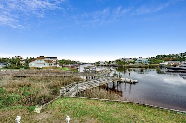 view of dock featuring a water view