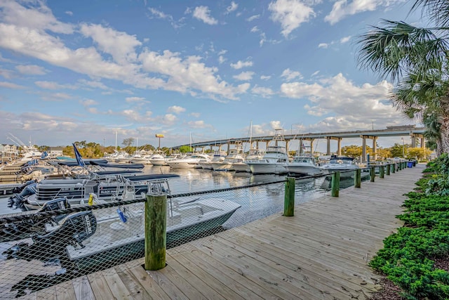 view of dock featuring a water view