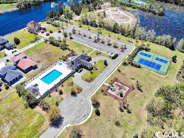 bird's eye view featuring a water view