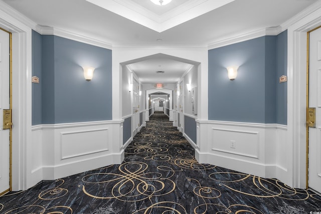 hallway with ornamental molding