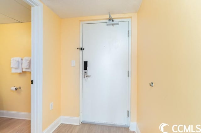 doorway to outside featuring light hardwood / wood-style flooring