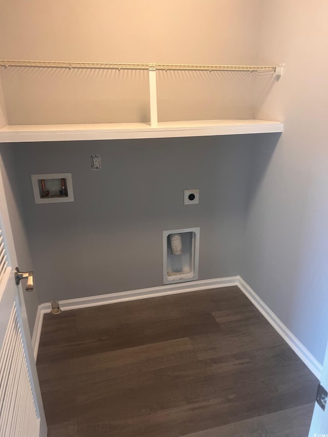 laundry room with hardwood / wood-style floors, washer hookup, and electric dryer hookup