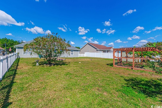 view of yard with a pergola