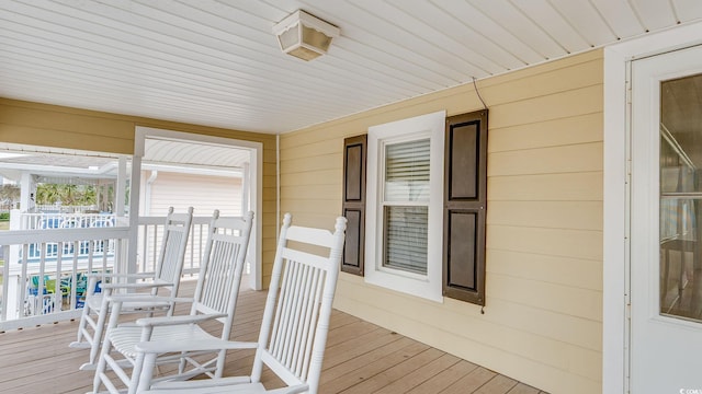 wooden deck with covered porch