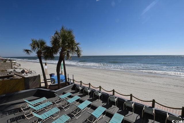 view of water feature featuring a beach view