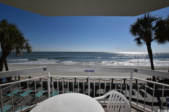 view of water feature featuring a view of the beach