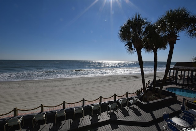 view of water feature featuring a view of the beach