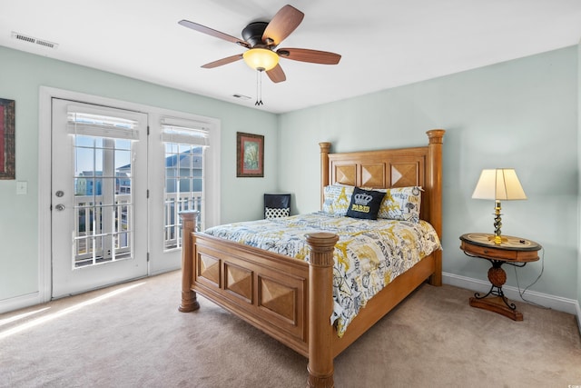 1010 Perrin Dr, North Myrtle Beach, SC 29582 - carpeted bedroom with access to outside, baseboards, and ceiling fan