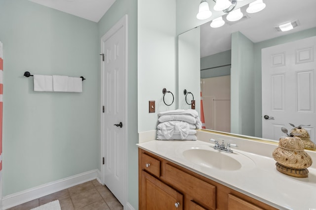 bathroom featuring vanity and tile patterned floors