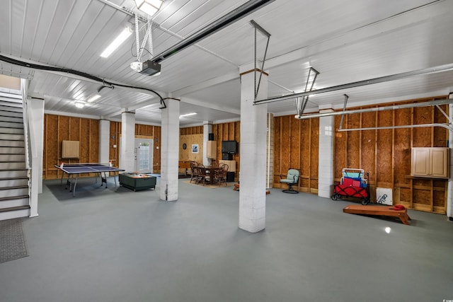 room details with wood ceiling and wood walls