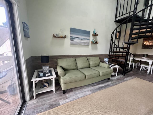 living room with wood-type flooring