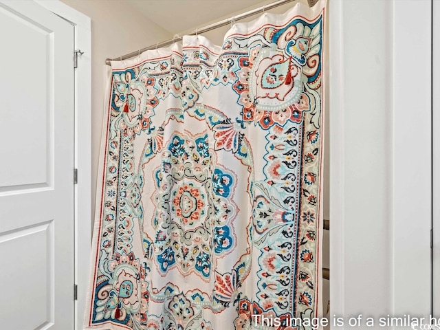 bathroom featuring a shower with shower curtain