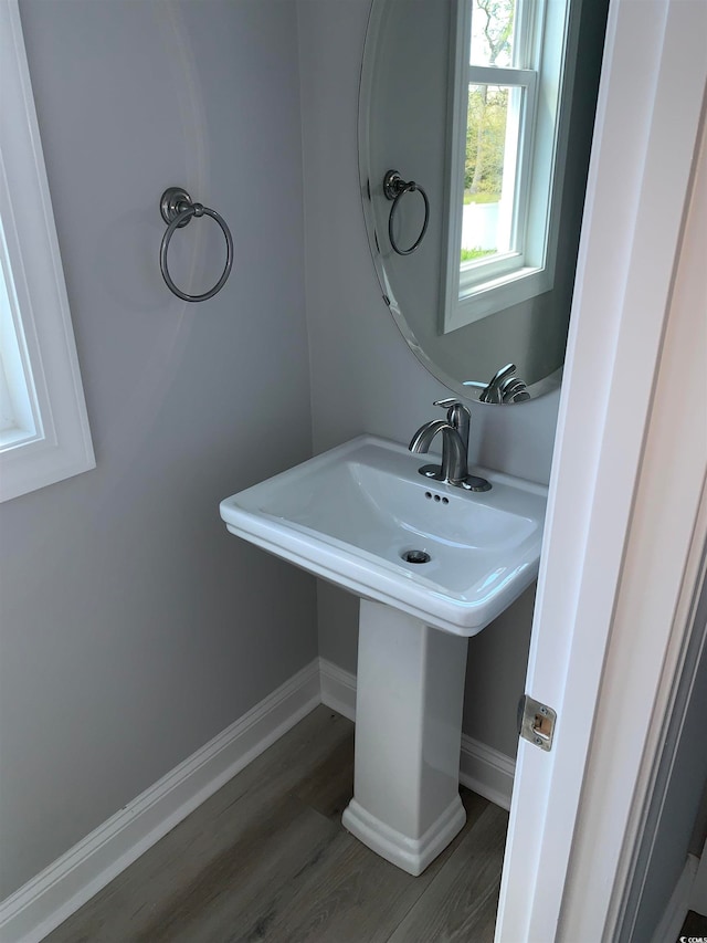 bathroom featuring wood-type flooring