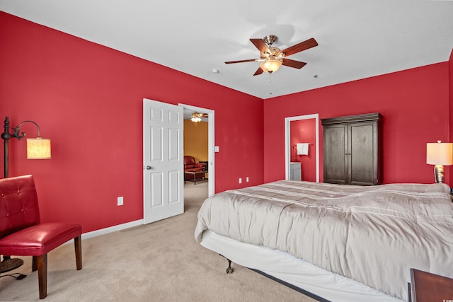bedroom with carpet flooring and ceiling fan
