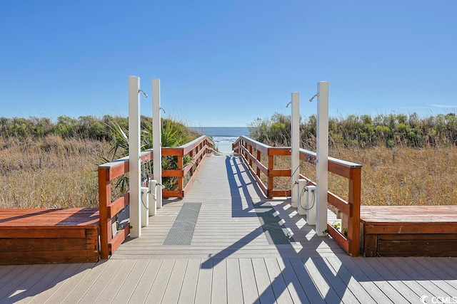 view of dock featuring a water view