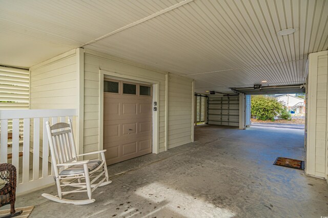 garage with a carport