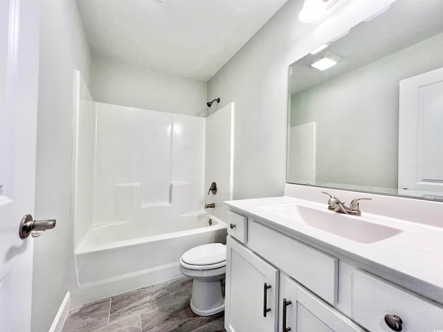 full bathroom featuring toilet, vanity, and shower / bath combination