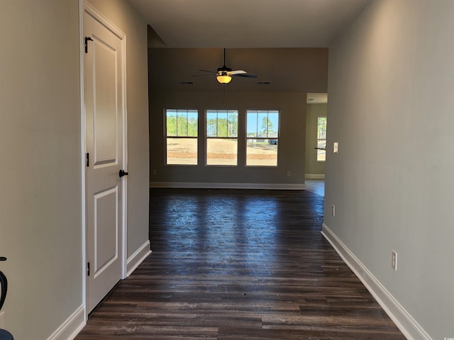 interior space with dark hardwood / wood-style floors