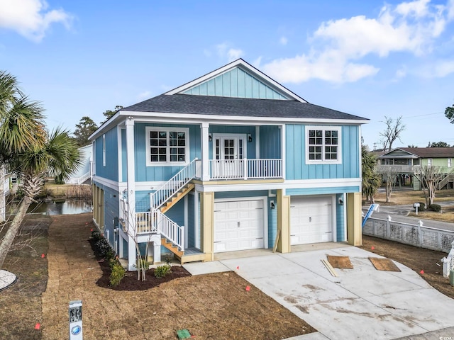 beach home featuring a garage