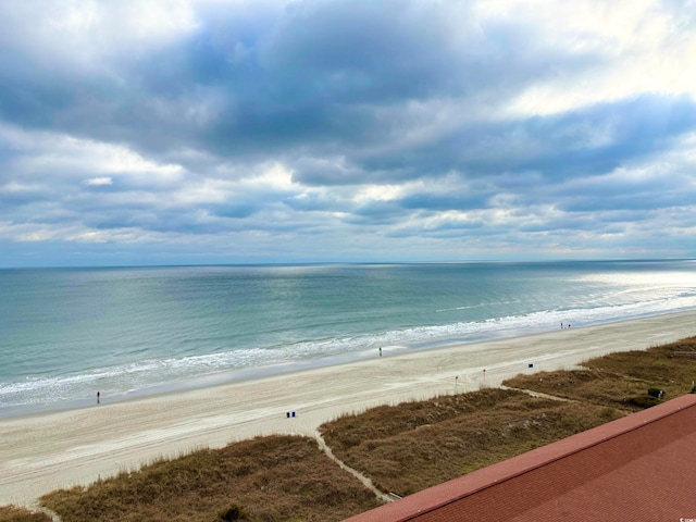 view of water feature with a view of the beach