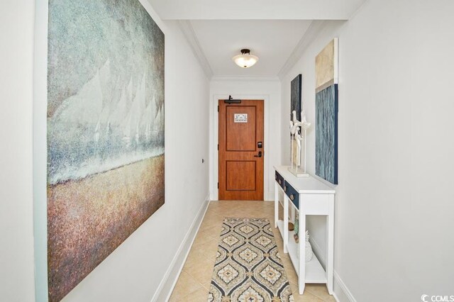 603 S Ocean Blvd Unit 1115, North Myrtle Beach, SC 29582 - entryway featuring light tile patterned floors, ornamental molding, and baseboards