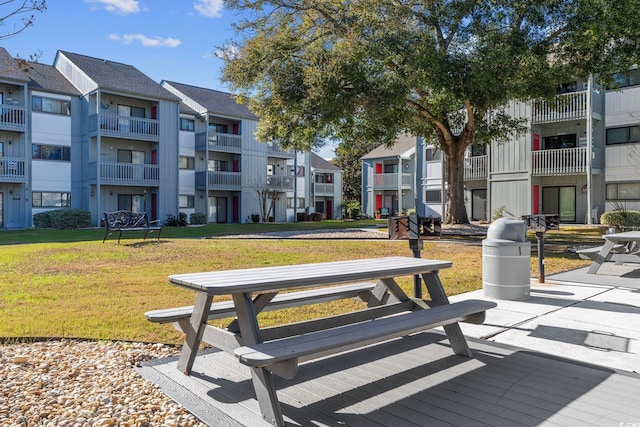 view of property's community with a yard