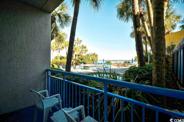 balcony with a water view