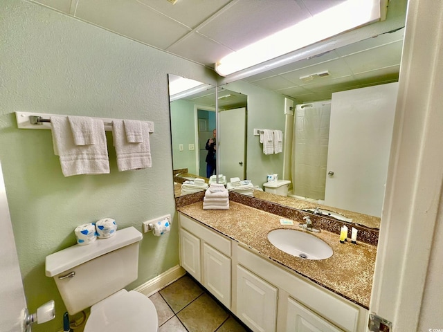 1207 S Ocean Blvd Unit 50804, Myrtle Beach, SC 29577 - full bathroom with tile patterned floors, vanity, a paneled ceiling, and a shower with shower curtain